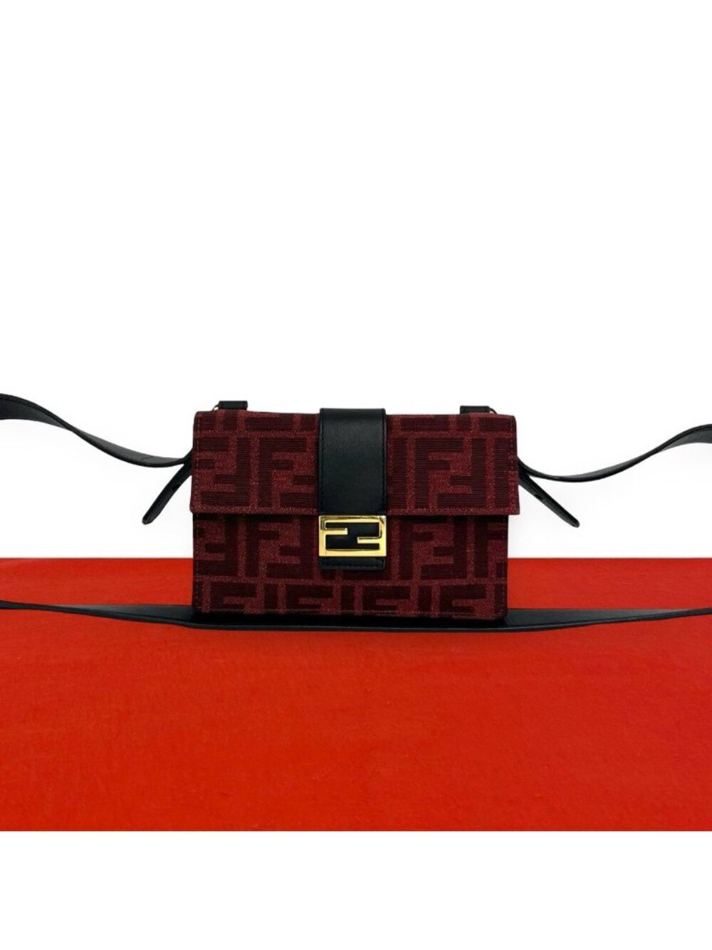 Fendi Marsupio Bucket Zucca FF Logo Pattern Canvas Leather Shoulder Bag